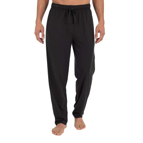 Men's Soft Comfortable Solid Jersey Knit Pants with Adjustable Drawstring Waist - Picture 1 of 16